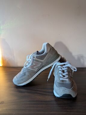 New Balance Taupe & Grey Suede Mesh Sneakers